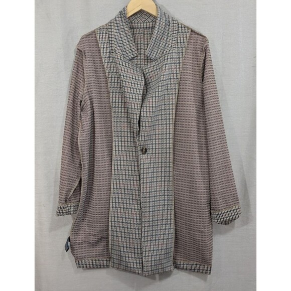 Jules & Leopold Long Blazer Women Size XL Houndstooth Oversized Knit Academia - Picture 15 of 16